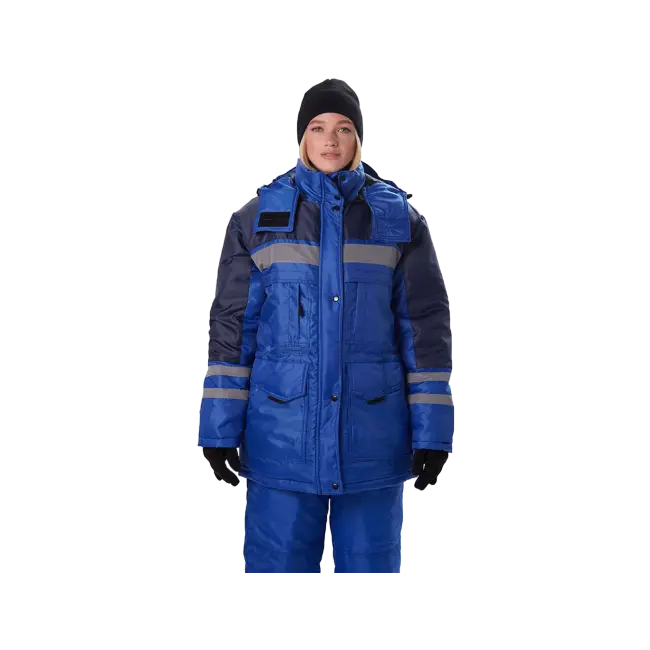Фото товара Костюм женский Зимник утепленный, куртка+полукомбинезон, василек+синий вид спереди