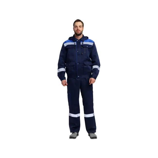 Фото товара Костюм рабочий Титан-2, куртка+полукомбинезон, синий+василек вид спереди