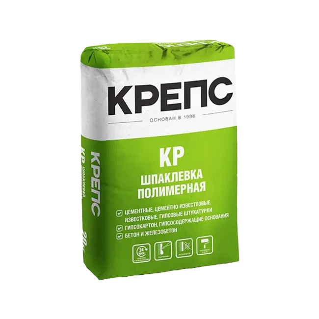 Фото товара Шпаклевка полимерная Крепс КР для сухих помещений, 20 кг вид спереди