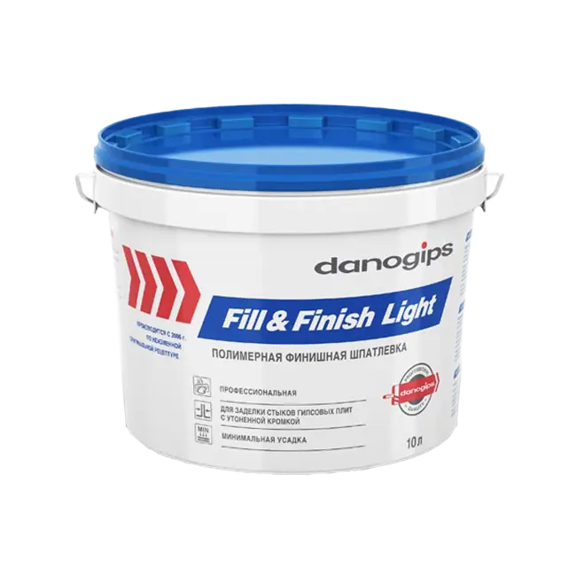 Фото товара Шпатлевка готовая облегченная, DANOGIPS Fill&Finish Light, 11 кг/10 л вид спереди