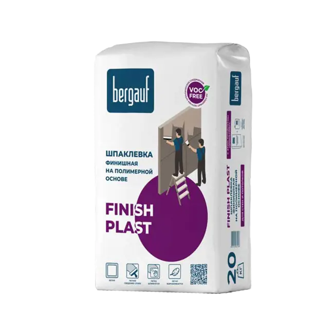 Фото товара Финишная полимерная шпаклевка Bergauf Finish Plast 20 кг вид спереди