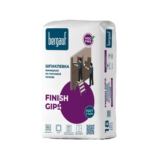 Фото товара Финишная гипсовая шпаклевка Bergauf Finish Gips 18 кг вид спереди