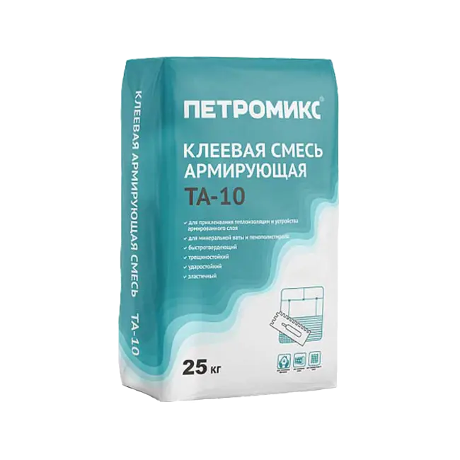 Фото товара Клеевая армирующая смесь Петромикс TA-10, 25 кг вид спереди