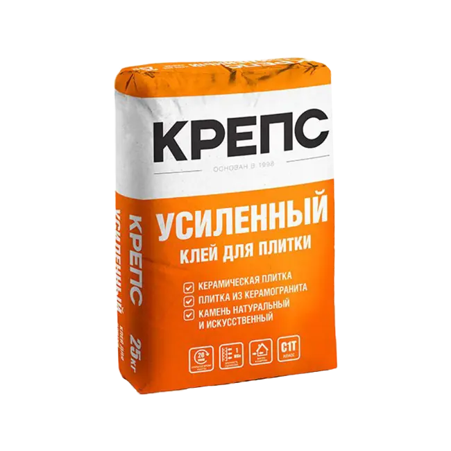 Фото товара Клей для керамогранита Крепс Усиленный, 25 кг вид спереди