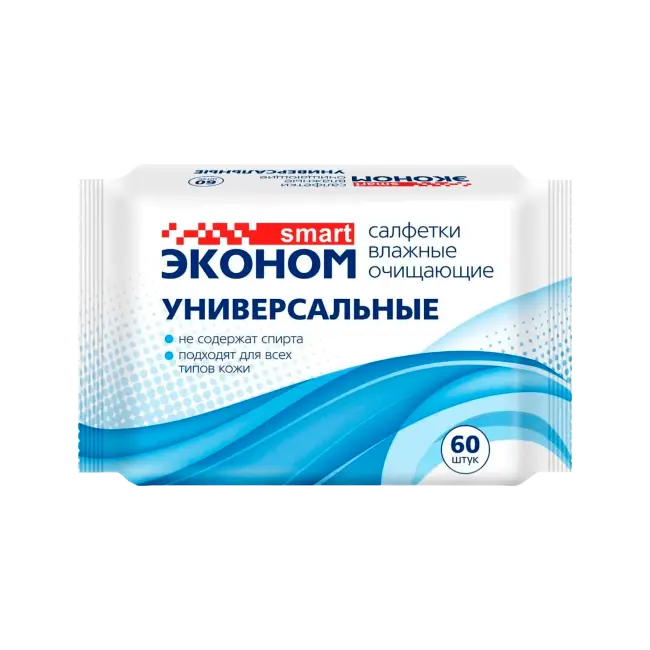 Фото товара Салфетки влажные 60 шт. с Антибактериальным эффектом, без клапана вид спереди