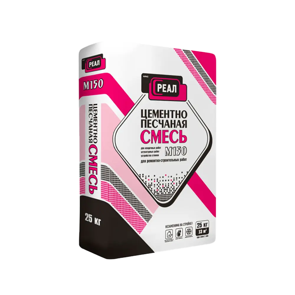Цементно-песчаная смесь РЕАЛ М-150, 25 кг