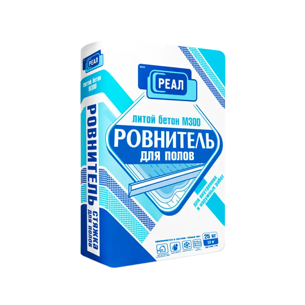 Ровнитель для пола РЕАЛ Литой бетон М-300, 25 кг