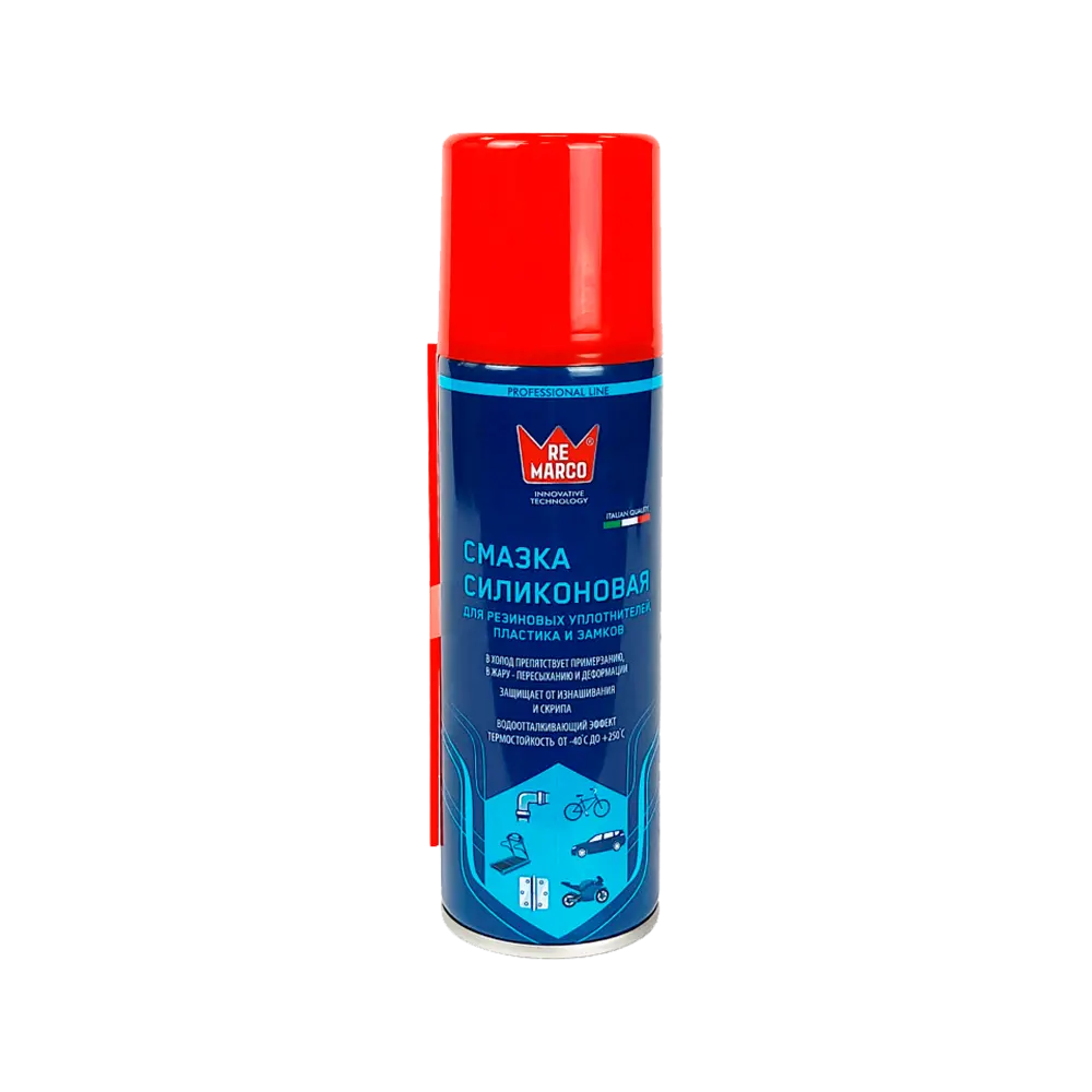Силиконовая смазка SILICONE OIL RE MARCO для резиновых уплотнителей, пластика и замков, 200 мл RM-746