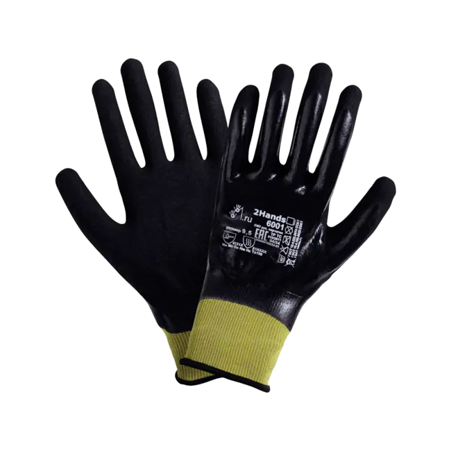 Фото товара Перчатки нитрил 2Hands 6001 U-Flex/Micro, 18G нейлон-спандекс /двойное покрытие вид спереди