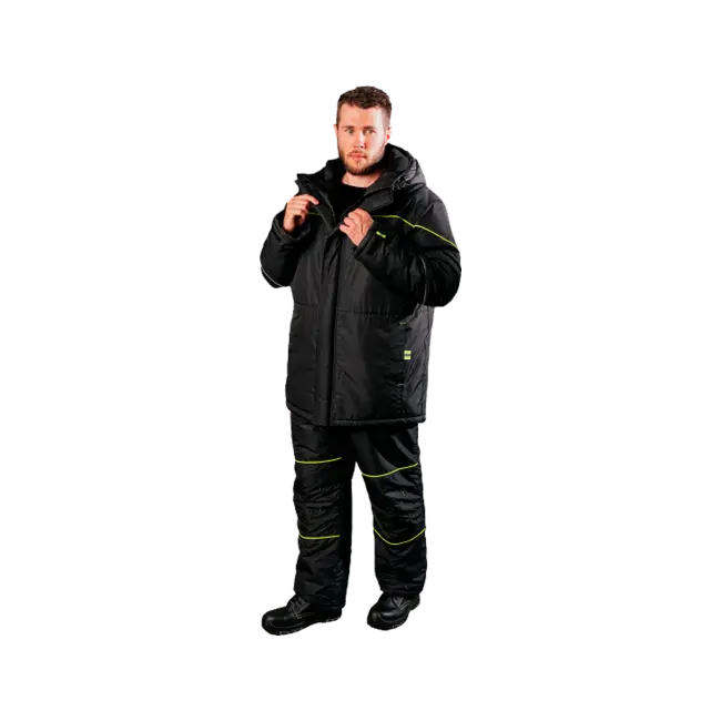 Фото товара Костюм рабочий утепленный Карелия, куртка+полукомбинезон, черный вид спереди