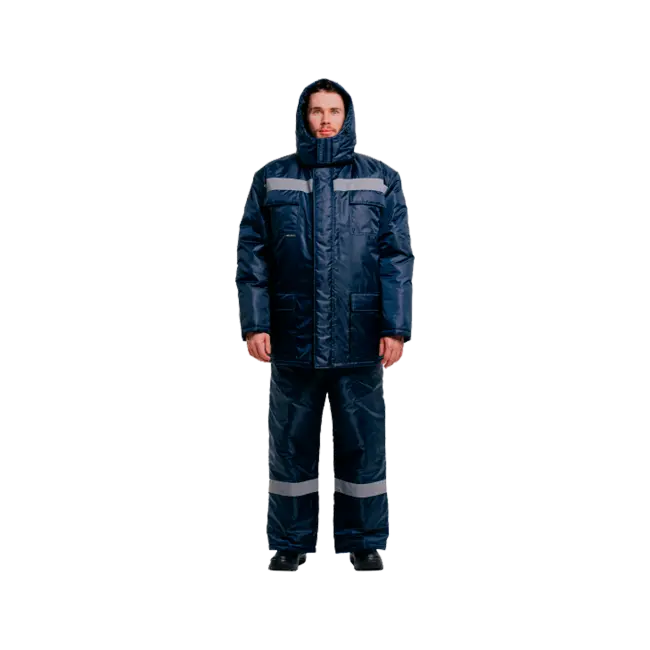 Фото товара Костюм рабочий утепленный Уренгой с СОП, куртка+полукомбинезон, синий вид спереди