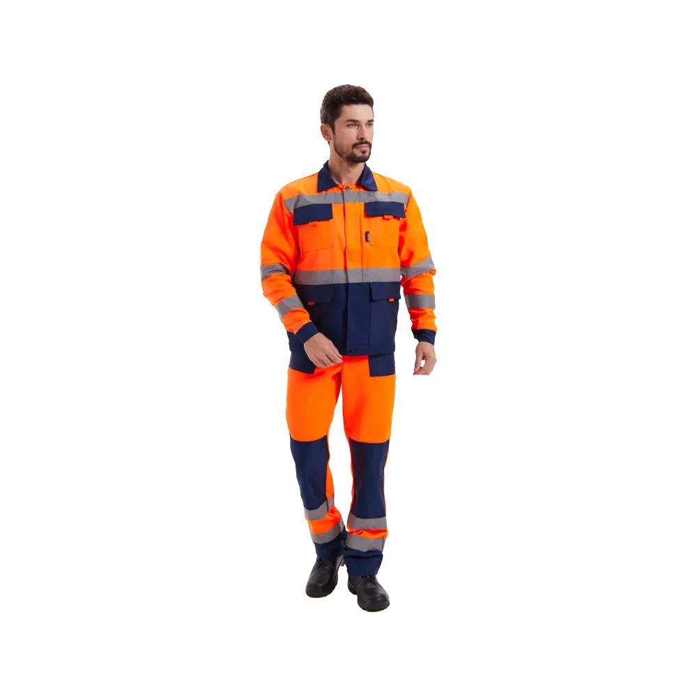 Костюм рабочий Зарница, куртка+полукомбинезон, оранжево-синий