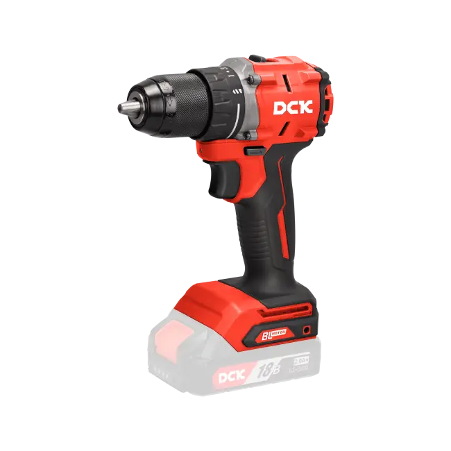 Фото товара Дрель-шуруповерт DCK аккумуляторный, бесщеточная 18В, 2*2 а/ч, 60 нм, кейс, KDJZ2060 вид спереди