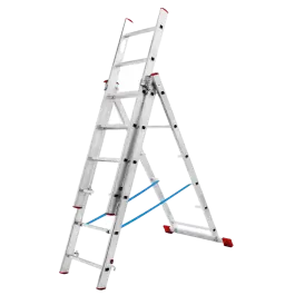 Фото товара Лестница трехсекционная алюминиевая 03 x 11 Алюмет 5311 вид спереди