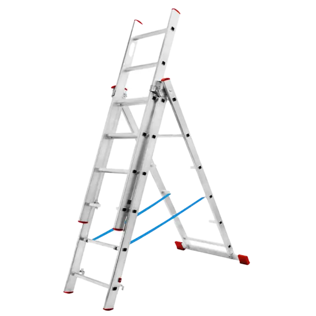 Фото товара Лестница трехсекционная алюминиевая 03 x 12 Алюмет 5312 вид спереди