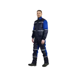 Фото товара Костюм рабочий Автотехник, куртка+полукомбинезон, темно-синий+василек вид спереди
