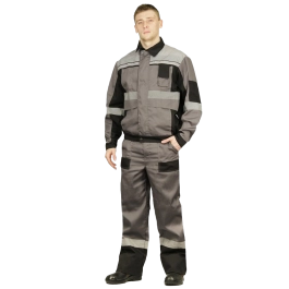 Фото товара Костюм рабочий Виват, куртка+брюки, серый+серый вид спереди