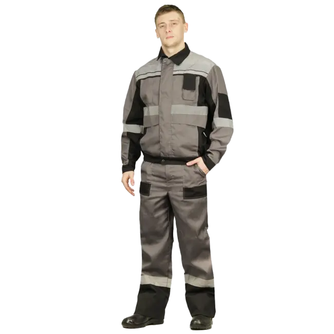 Фото товара Костюм рабочий Виват, куртка+брюки, серый+серый вид спереди