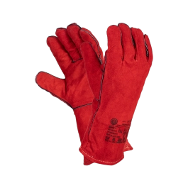 Фото товара Краги спилковые сварщика пятипалые красные утепленные Трек-12, Fort 1013 вид спереди
