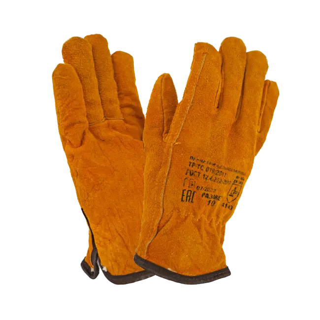 Фото товара Перчатки утепленные спилковые, искусственный мех, арт. 0128 вид спереди