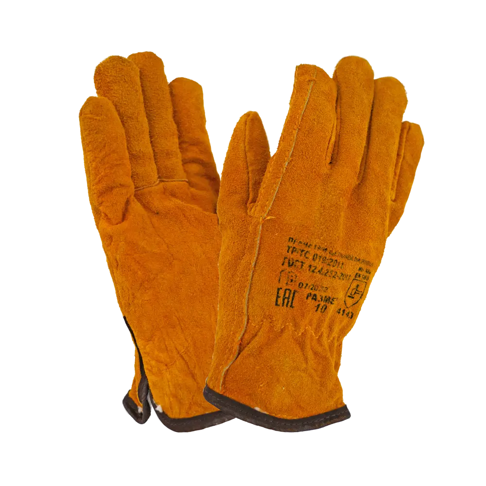 Перчатки утепленные спилковые, искусственный мех, арт. 0128