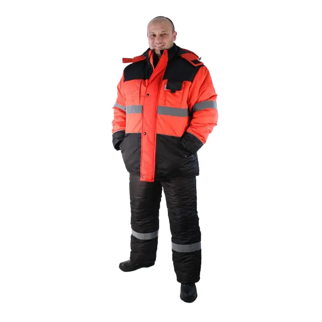 Фото товара Костюм рабочий НордМен утепленный, куртка+полукомбинезон, красный+черный вид спереди