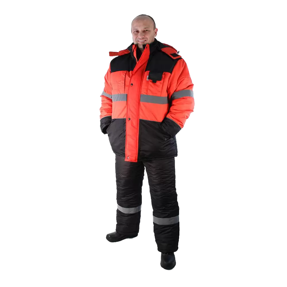 Костюм рабочий НордМен утепленный, куртка+полукомбинезон, красный+черный