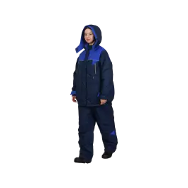 Фото товара Костюм рабочий женский Лавина утеплённый, куртка+полукомбинезон, темно-синий+василек вид спереди