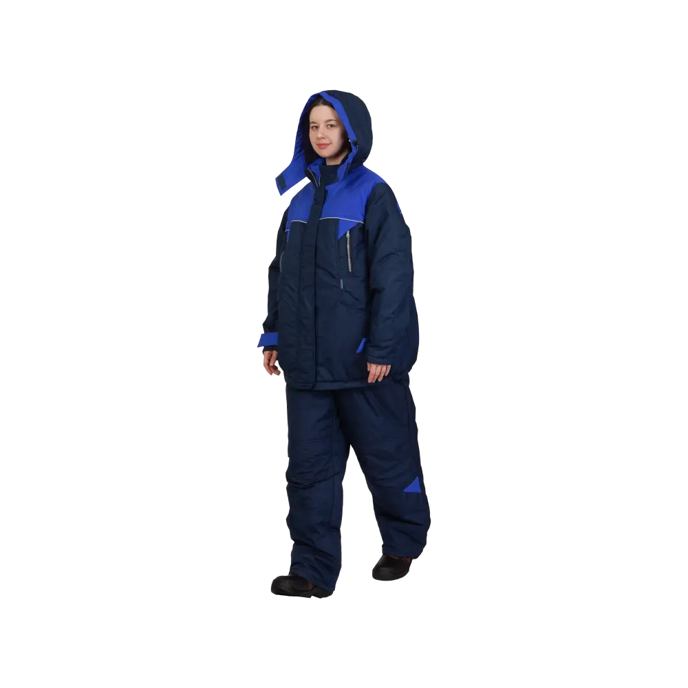 Костюм рабочий женский Лавина утеплённый, куртка+полукомбинезон, темно-синий+василек
