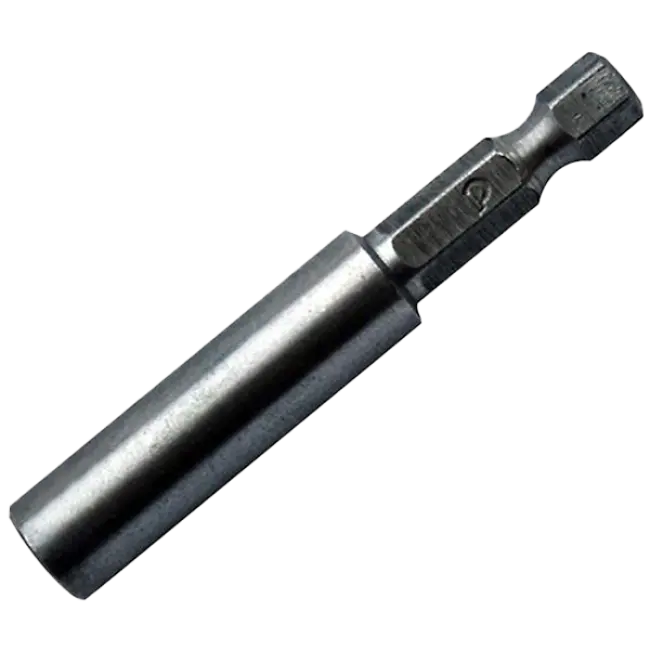 Фото товара Переходник удлинитель магнитный держатель 60 мм для бит 1/4" цельнотянутый, Практика 036-605 вид спереди