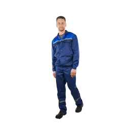 Фото товара Костюм рабочий Техник, куртка+ полукомбинезон, синий+василек вид спереди