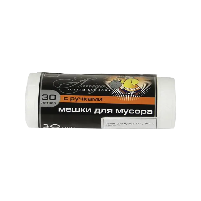 Фото товара Мешки для мусора ПНД 30 л / 30 шт с ручками вид спереди