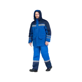 Фото товара Костюм рабочий Зимник утеплённый, куртка+брюки, василек+синий вид спереди