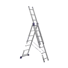 Фото товара Лестница трехсекционная алюминиевая 03 х 07 Алюмет 5307 вид спереди