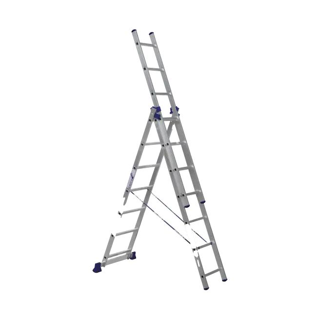 Фото товара Лестница трехсекционная алюминиевая 03 х 07 Алюмет 5307 вид спереди