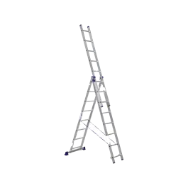 Фото товара Лестница трехсекционная алюминиевая 03 х 09 Алюмет 5309 вид спереди
