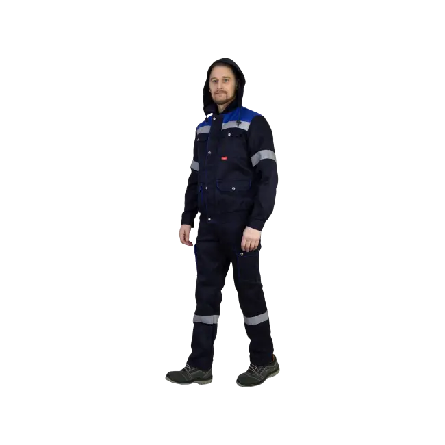 Фото товара Костюм рабочий Титан, куртка+полукомбинезон, синий+василек вид спереди