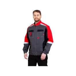 Фото товара Куртка рабочая Фаворит-Мега, серый+черный+красный вид спереди