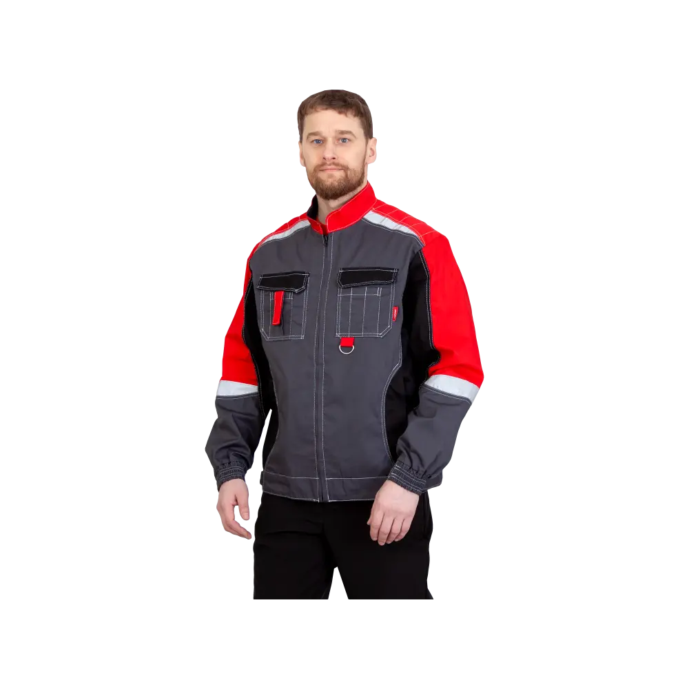 Куртка рабочая Фаворит-Мега, серый+черный+красный