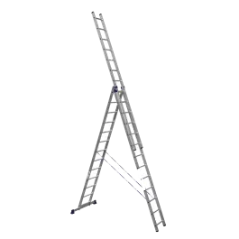 Фото товара Лестница трехсекционная алюминиевая 03 х 13 Алюмет 5313 вид спереди