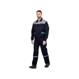 Фото товара Костюм рабочий Легионер, куртка+полукомбинезон, синий+серый вид спереди