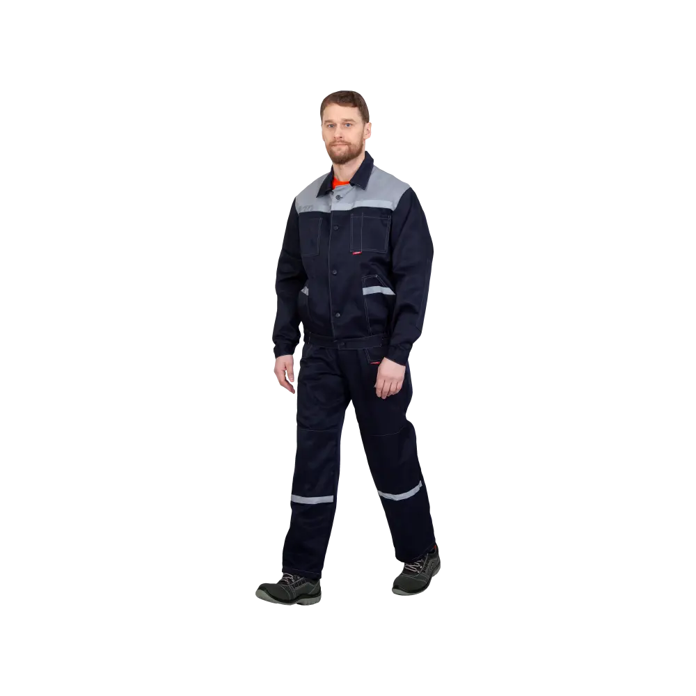 Костюм рабочий Легионер, куртка+полукомбинезон, синий+серый