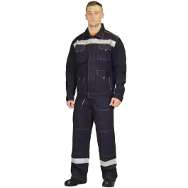Фото товара Костюм рабочий Троя с СОП, куртка+полукомбинезон, темно-синий вид спереди