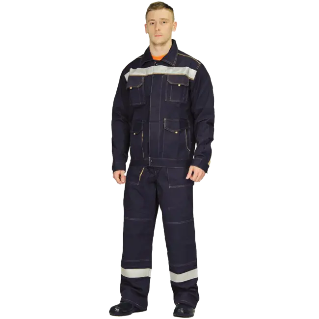 Фото товара Костюм рабочий Троя с СОП, куртка+полукомбинезон, темно-синий вид спереди