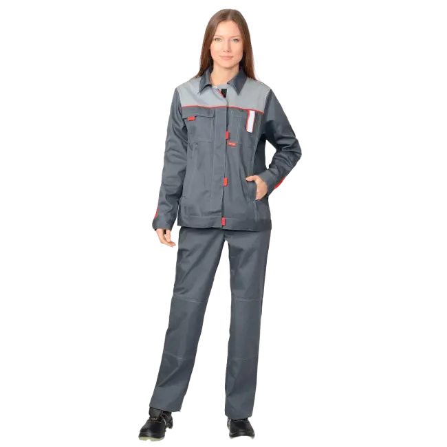 Фото товара Костюм рабочий женский Фаворит, куртка+брюки, серый вид спереди