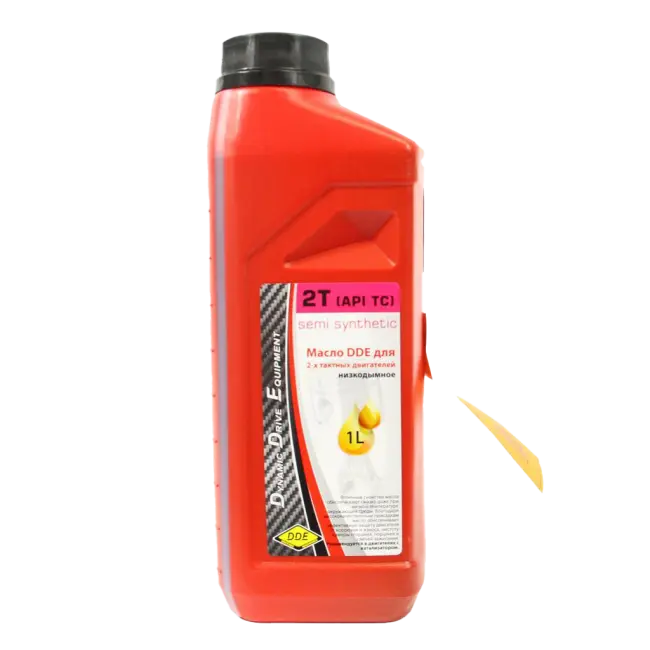 Фото товара Масло 2-х тактное полусинтетическое DDE красное, 1:50, 1 л  вид спереди