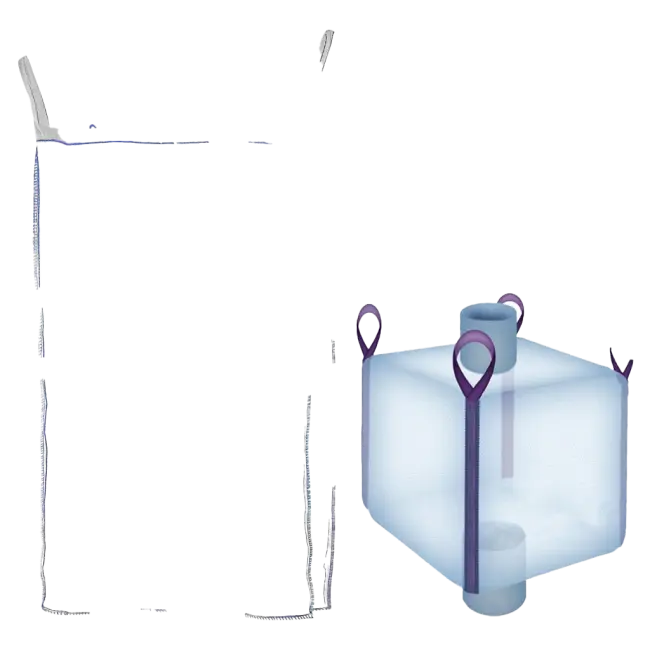 Фото товара Биг-Бэг четырехстропный 95 х 95 х 180 см, верх клапан, низ клапан вид спереди