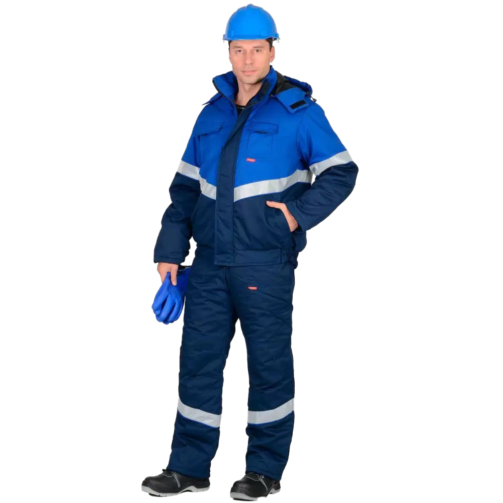 Костюм рабочий Навигатор утепленный, куртка+полукомбинезон, синий+василек