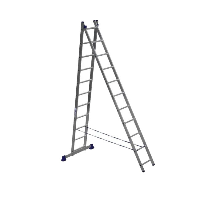 Фото товара Лестница двухсекционная алюминиевая 02 х 12 Алюмет 5212 вид спереди