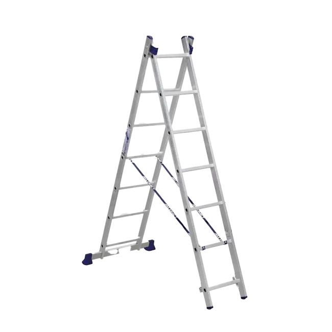 Фото товара Лестница двухсекционная алюминиевая 02 х 07 Алюмет 5207 вид спереди